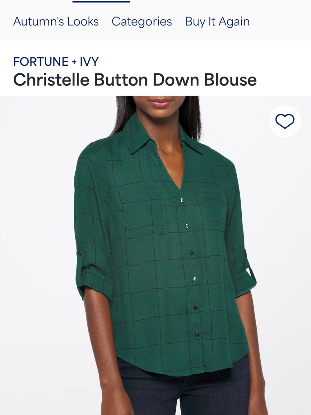 Fortune + Ivy Christelle Deep Green Button-Down Shirt